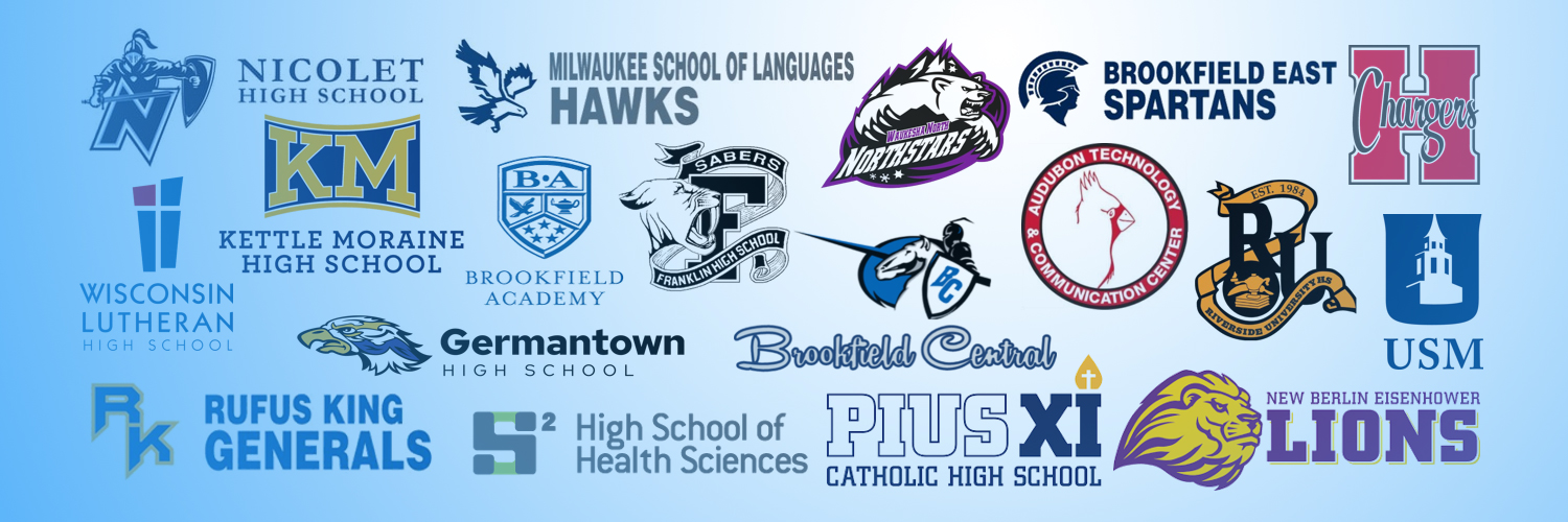 Logos from high schools that had students apply to the SUPREMES program in 2024 