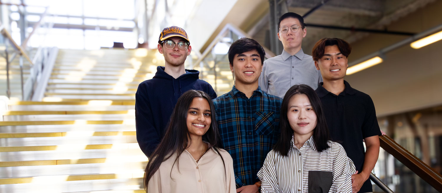 Dr. Fan and lab members pose for group shot in Marquette's Engineering Hall