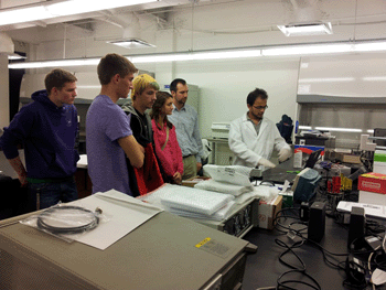 High school students tour the Biophotonics Lab.